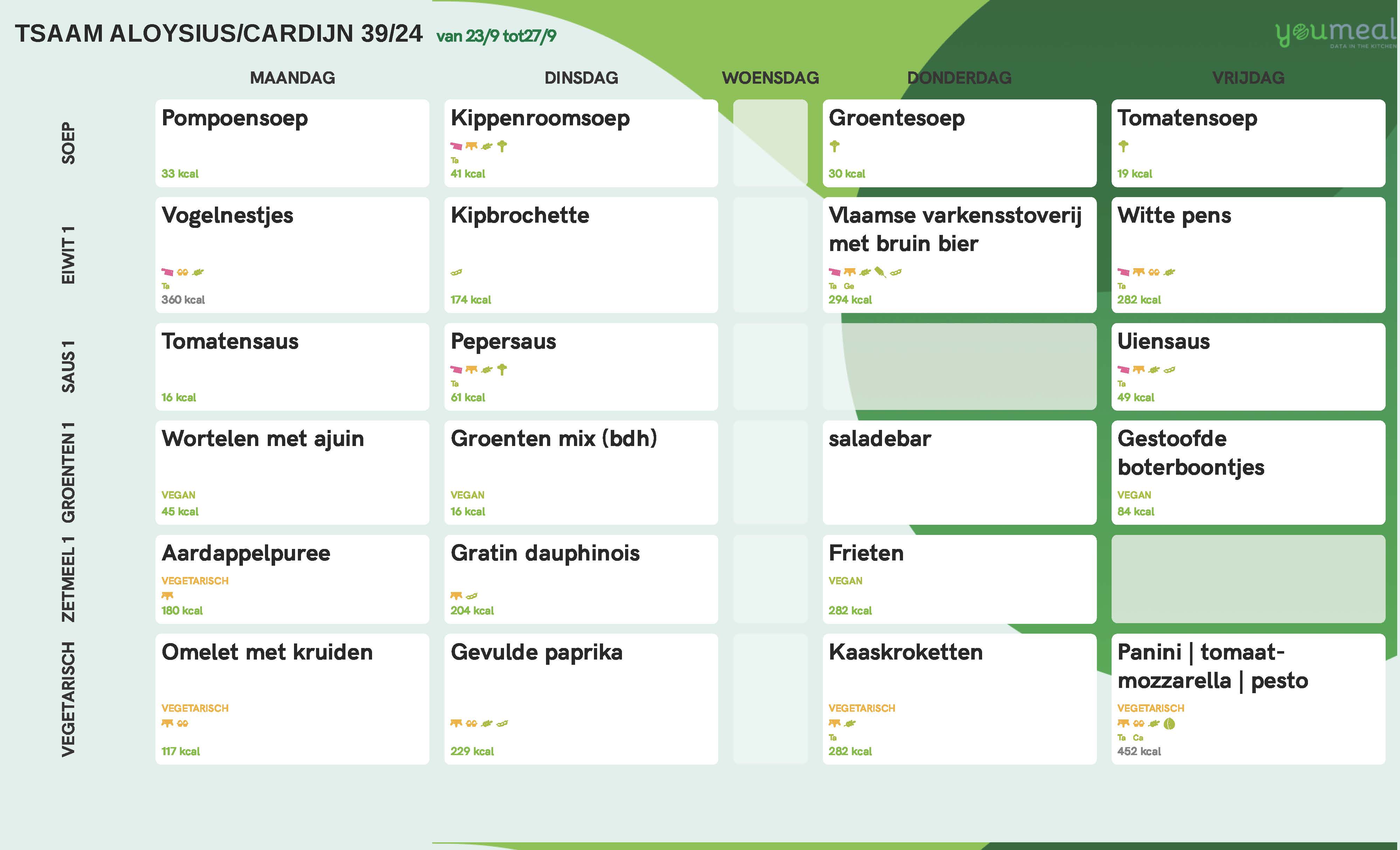 Schoolmenu week 39